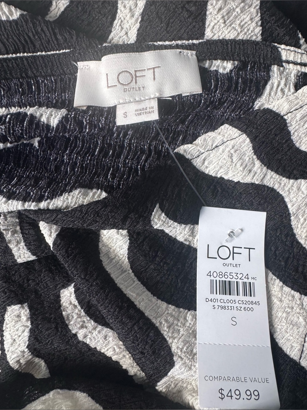 LOFT Black and White Zebra-Print Tie-Front Tank - Picture 2 of 3
